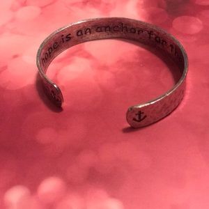 Silver cuff anchor bracelet